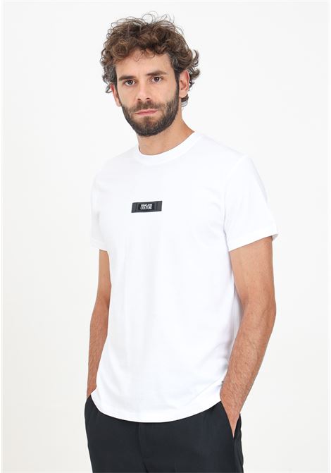 Men's white short-sleeved t-shirt with Institutional Logo VERSACE JEANS COUTURE | 77GAH6S3J0001003